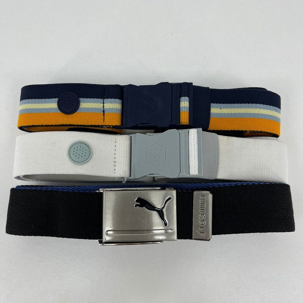 Puma Golf Mens Belts Lot of 3 Web Elastic Reversible Bottle Opener Buckle OSFA